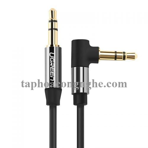 Ugreen 30550 3M màu Đen Cáp âm thanh 2 đầu 3.5mm dương đầu vuông góc mạ vàng AV139 30030550